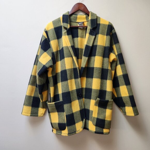 Vintage warm fleece plaid shacket / l/xl - Picture 2 of 6